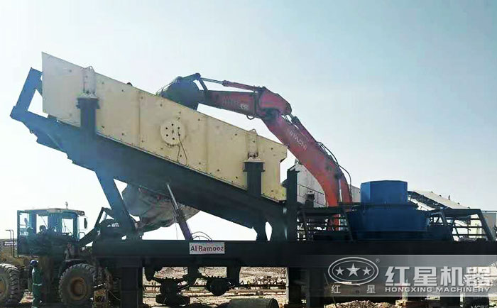 移動(dòng)制砂機(jī)作業(yè)加工現(xiàn)場(chǎng) 移動(dòng)制砂機(jī)作業(yè)加工現(xiàn)場(chǎng)